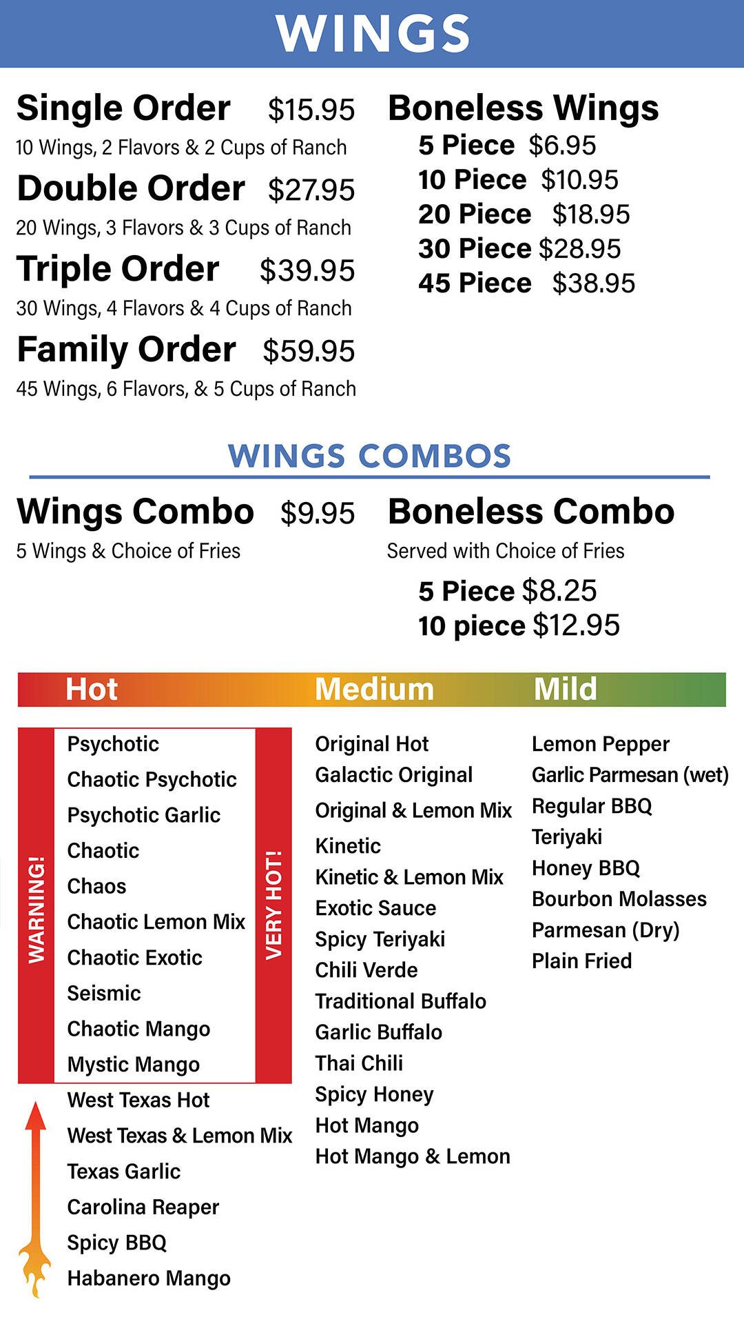 Our Menu | Chaotic Wings